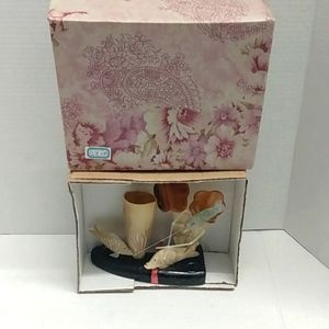 Vintage Oriental Carved Bone Fish and Shrimp Vase Sculpture in Original box